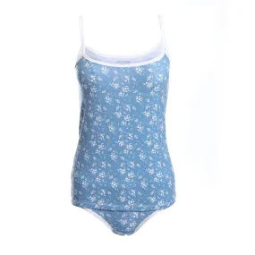 Women's Set Printed Strap - Top and Panty - Lihgt Blue