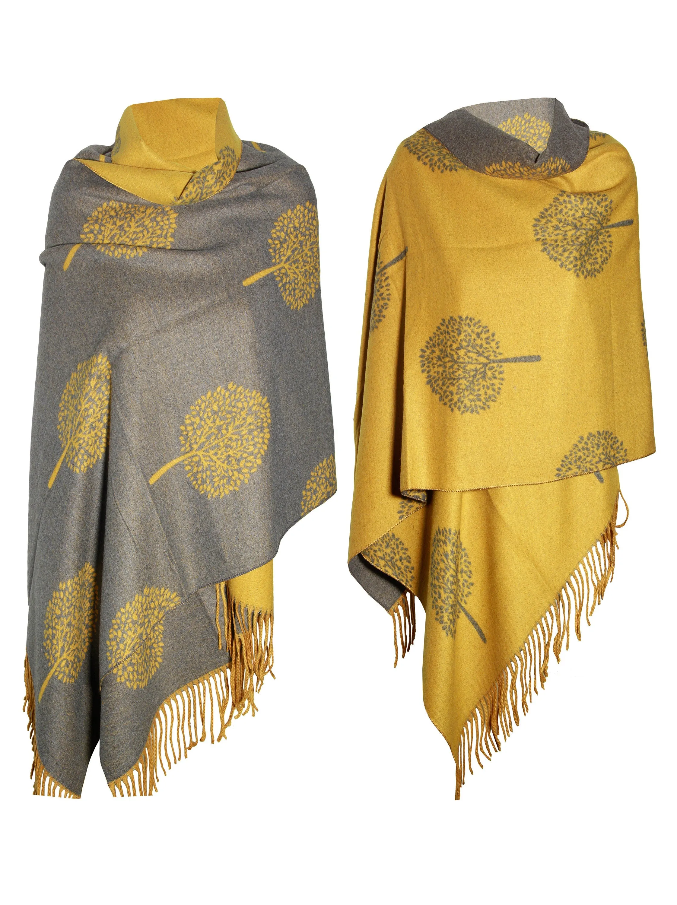 YELLOW GREY LUXURY cashmere scarf mulbery tree print reversible super soft winter shawl unisex trending scarf Xmas gift for him and her